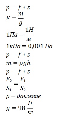 формулы по физике давление
