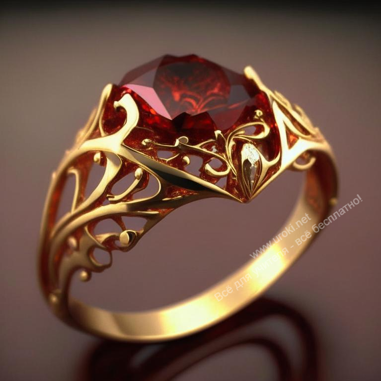 Золотое кольцо с камнем самоцветом гранат