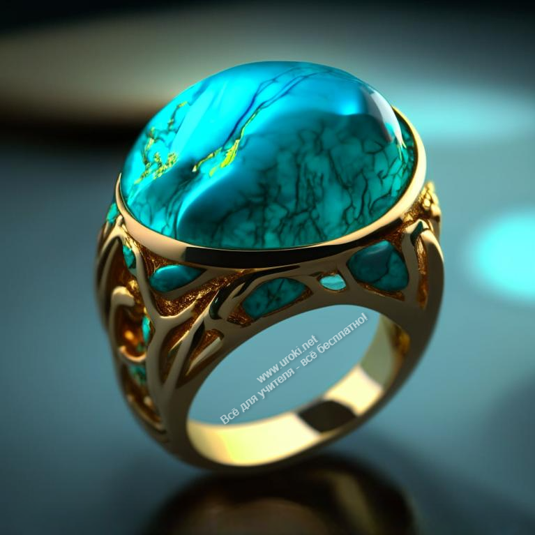 Золотое кольцо с камнем бирюза - "Коробейники" Н.А. Некрасов. Бирюза.
